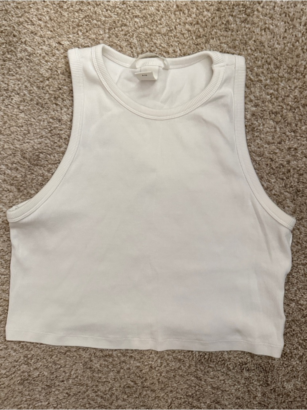 H&M White Ribbed Crop Tank Top